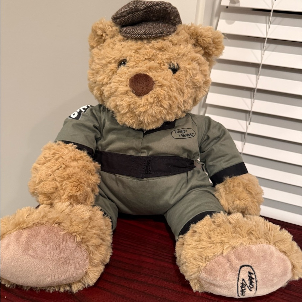 Plush Teddy Bear wearing Land Rover mechanic outfit.